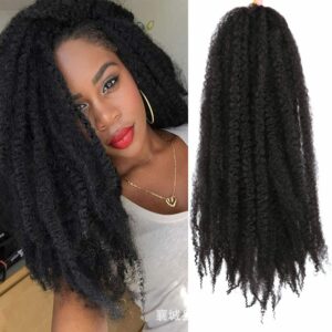 Marley Twist Hair Long Cuban Twist Hair Pre Fluffed Afro Kinky Curly Twists Crochet Hair Synthetic Marley Braids Extensions,1B#